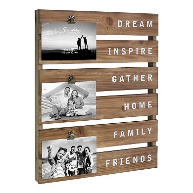 Inspirational Wood Collage Picture Frame with Rustic Metal Clips