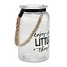 Enjoy The Little Things Decorative Glass Candle Lantern with Handle and Sentiment Saying