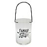 Decorative Bubble Glass Candle Lantern with Handle and Sentiment Saying