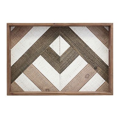 Rectangle Geometric Wooden Serving Tray with Handles