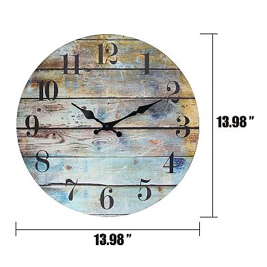 Vintage Farmhouse Wooden 14 Inch Round Hanging Wall Clock