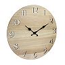 Modern Light Wood 14 Inch Round Hanging Wall Clock with Cut Out Numbers
