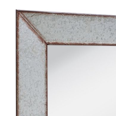 Rustic Rectangular Galvanized Metal Frame Hanging Wall Mirror