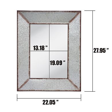 Rustic Rectangular Galvanized Metal Frame Hanging Wall Mirror