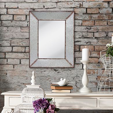 Rustic Rectangular Galvanized Metal Frame Hanging Wall Mirror