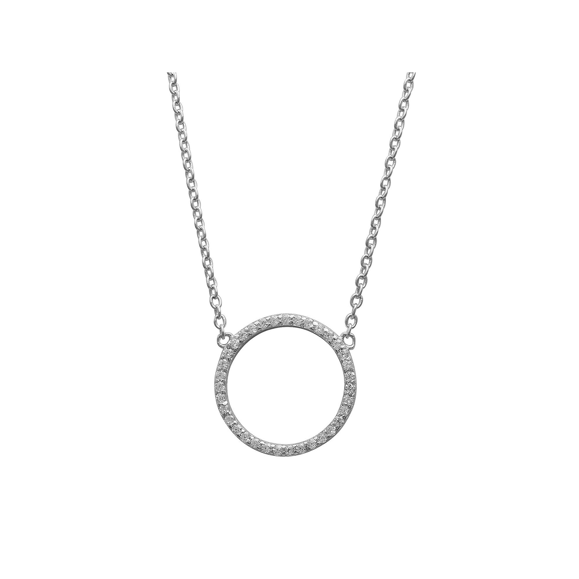 PRIMROSE Sterling Silver Cubic Zirconia Circle Necklace, Womens, Size: 18