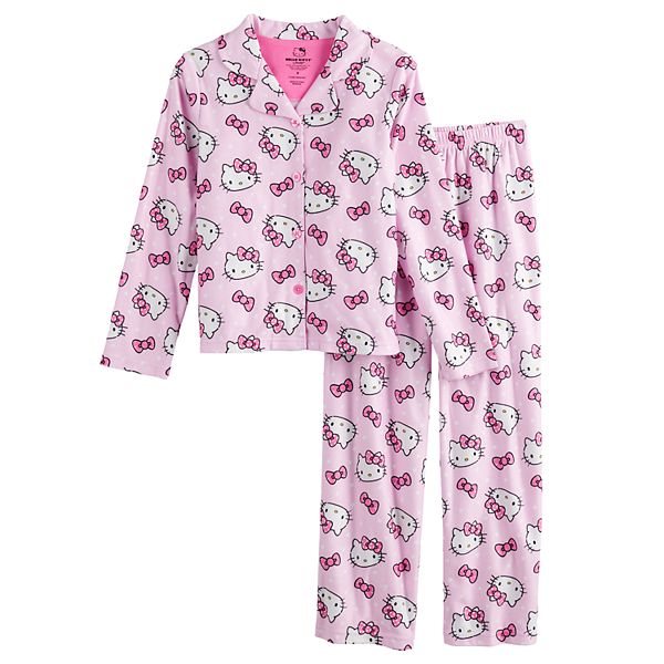 Girls 4-10 Hello Kitty Button-Up Pajama Set