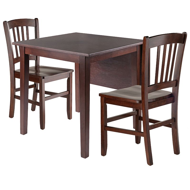 Winsome Perrone 3-Piece Drop Leaf Dining Table & Chairs Set, Brown