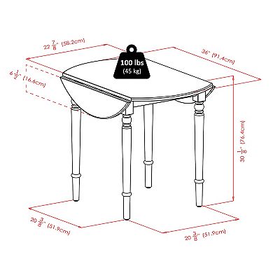 Winsome Sorella Round Drop Leaf Table