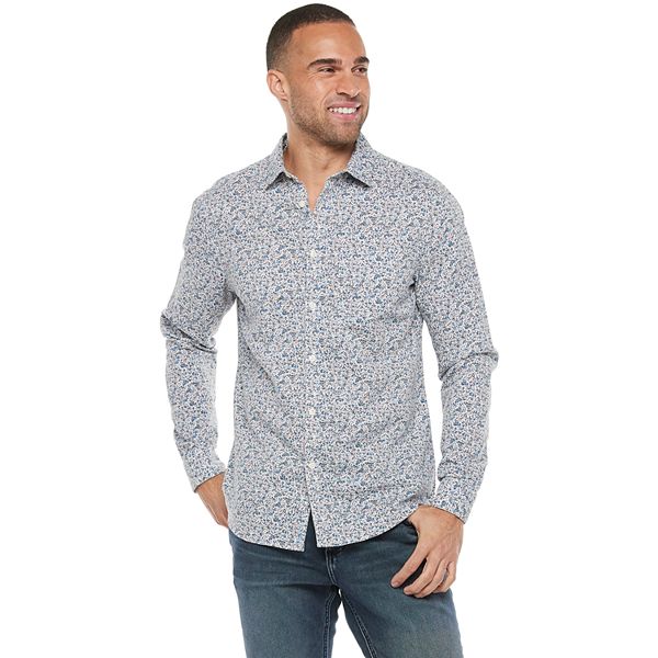 Men's Marc Anthony Casual Slim-Fit Linen-Blend Long Sleeve Shirt