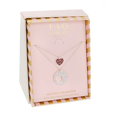 FAO Schwarz Fine Silver Heart Pendant Necklace Set