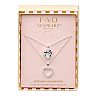 FAO Schwarz Two Tone Crystal Heart Pendant Necklace Set