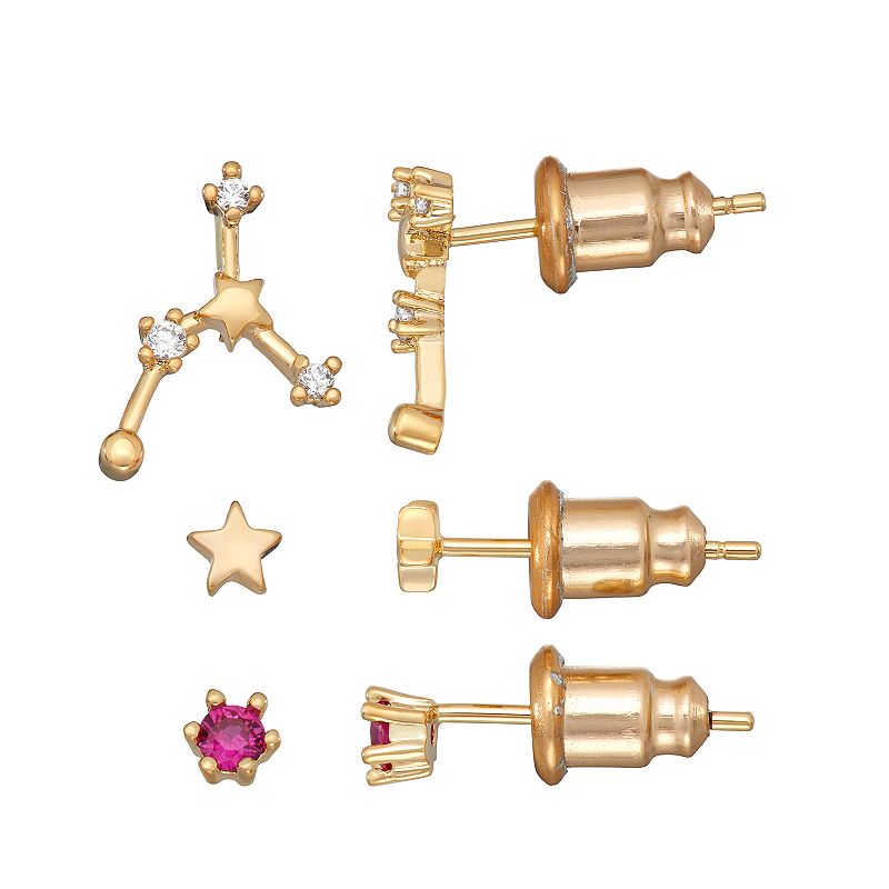 In the Stars Cubic Zirconia Zodiac Constellation Earring Set, Womens, Red