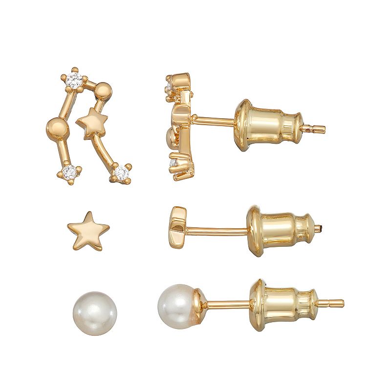 In the Stars Cubic Zirconia Zodiac Constellation Earring Set, Womens, Whit