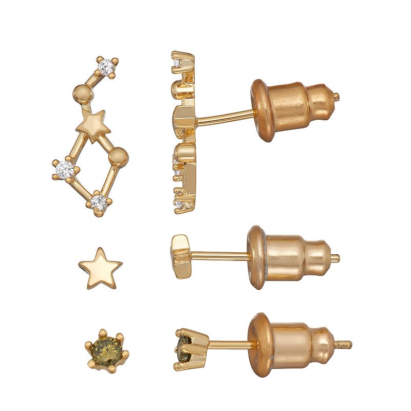 In the Stars Cubic Zirconia Zodiac Constellation Earring Set, Womens, Gree