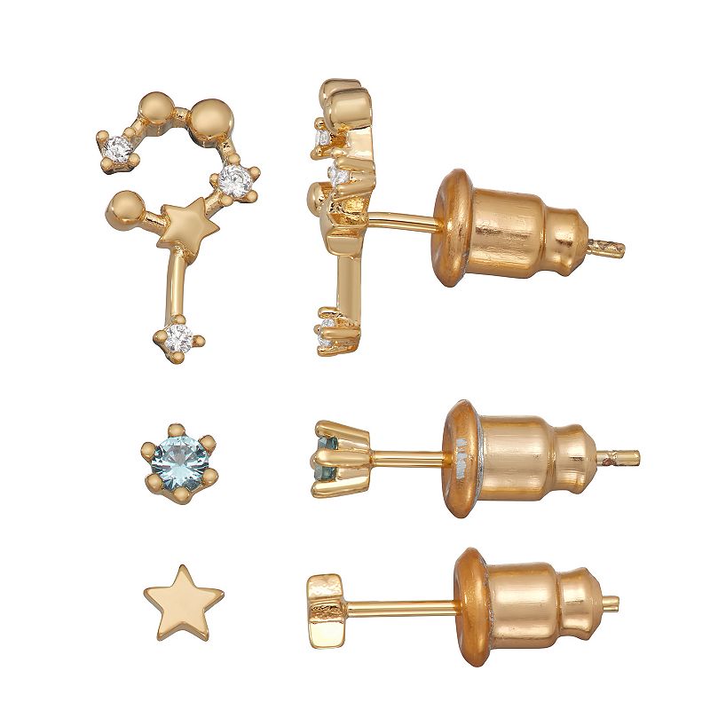 In the Stars Cubic Zirconia Zodiac Constellation Earring Set, Womens, Blue
