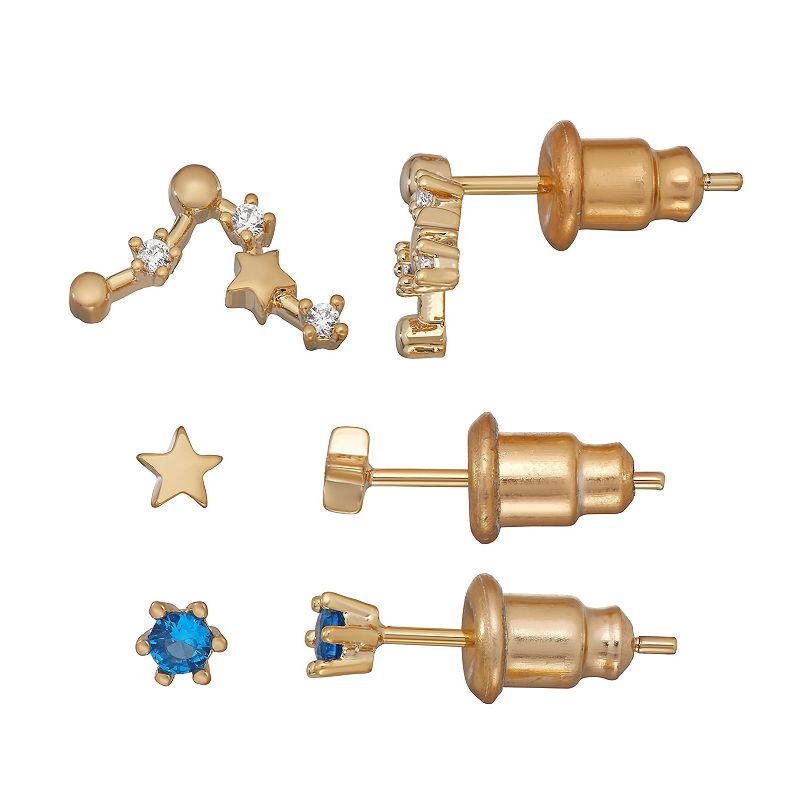 In the Stars Cubic Zirconia Zodiac Constellation Earring Set, Womens, Blue