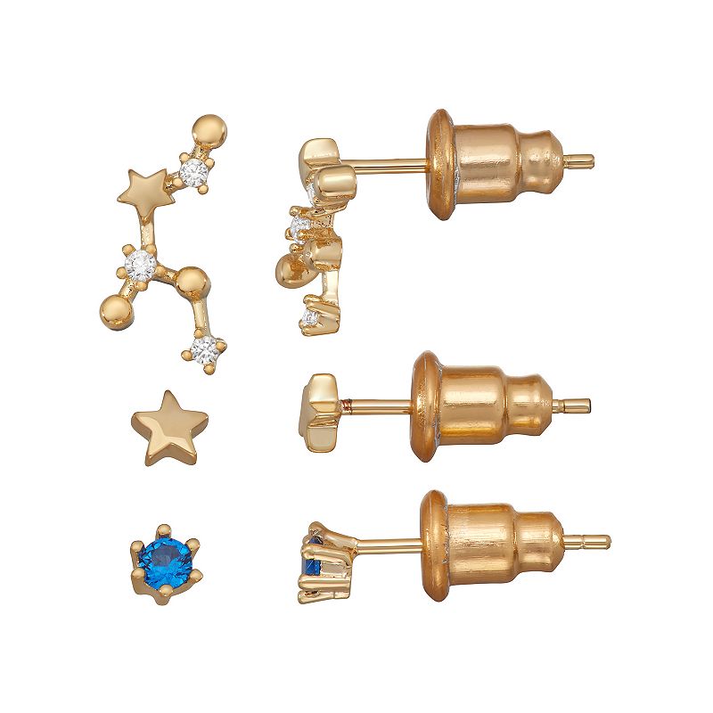 In the Stars Cubic Zirconia Zodiac Constellation Earring Set, Womens, Blue