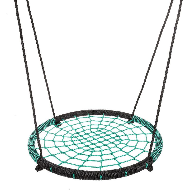 Hey! Play! Spider Web 40-inch Diameter Hanging Tree Rope Saucer Seat, Multi