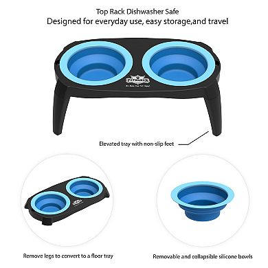 PetMaker Blue Elevated Pet Bowls with Nonslip Stand for Dogs & Cats