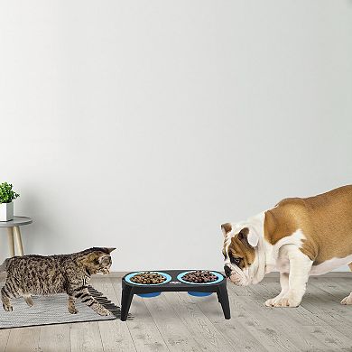 PetMaker Blue Elevated Pet Bowls with Nonslip Stand for Dogs & Cats