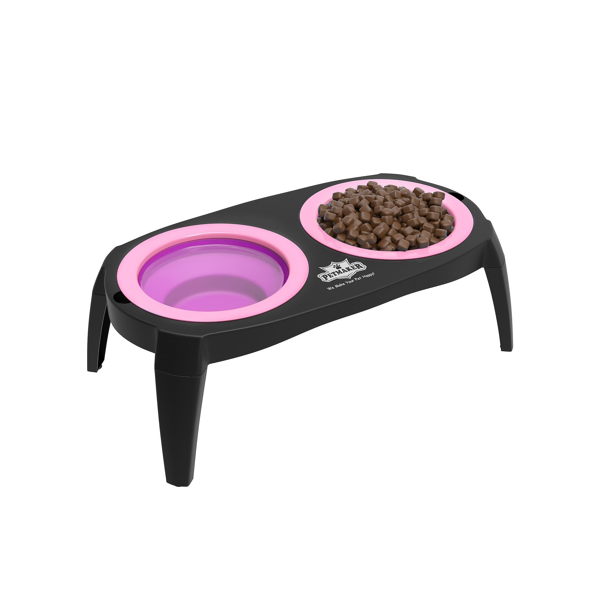 PetMaker Pink Elevated Pet Bowls with Nonslip Stand for Dogs & Cats