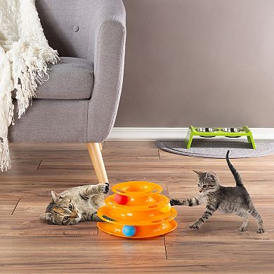 PetMaker Interactive Cat Toy Ball Tower - 3 Tier Round Track