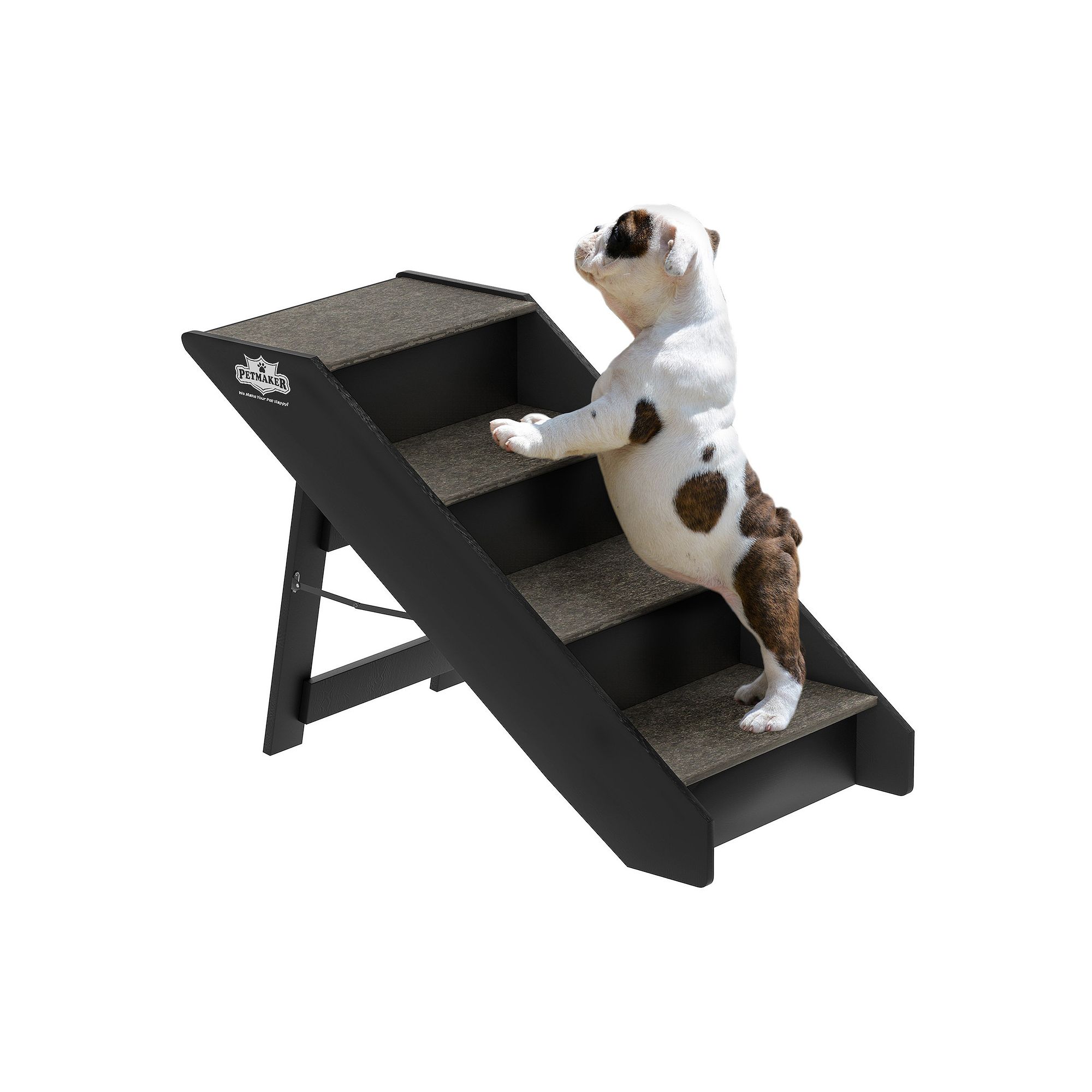 PetMaker Carpeted Folding Wood Pet Stairs, Brown
