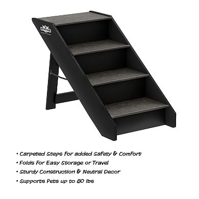 PetMaker Carpeted Folding Wood Pet Stairs