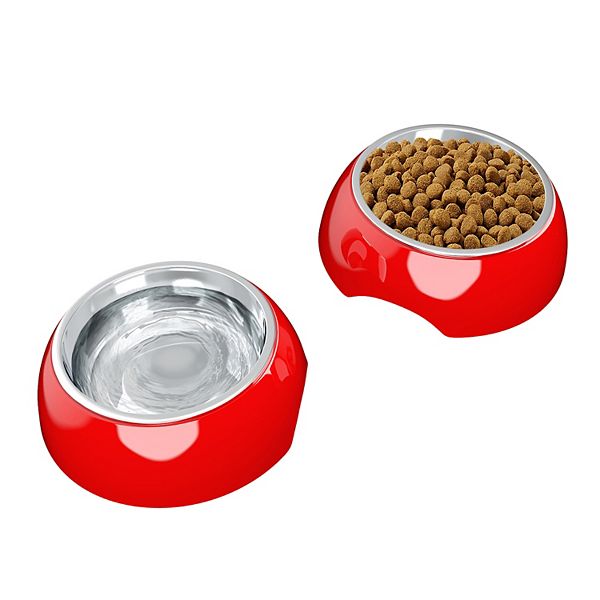 PETMAKER Stainless Steel Pet Bowls with Non Slip Rubber Bottom for Dogs and Cats 32 oz Set of 2