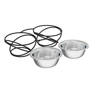 PetMaker Stainless Steel Raised Food And Water Bowls With Decorative Stand