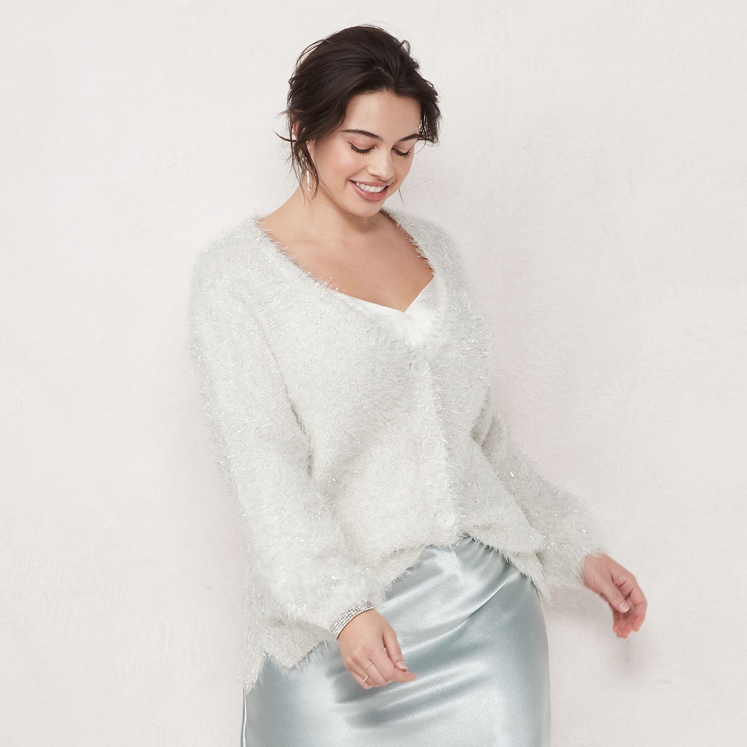 plus size eyelash cardigan