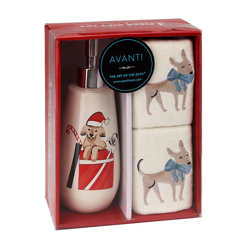 UPC 021864387816 product image for Avanti Holiday Dogs Fingertip Towel & Soap Pump Box Set, White, 3PC Set | upcitemdb.com