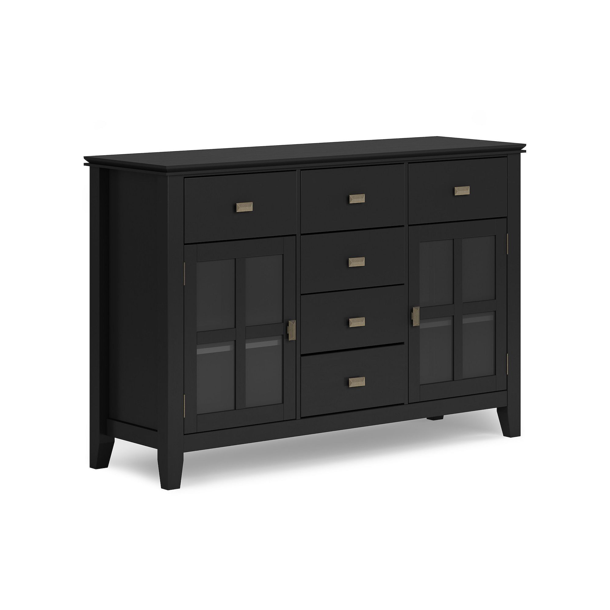 Simpli Home Solid Wood Contemporary Sideboard Buffet Credenza, Black