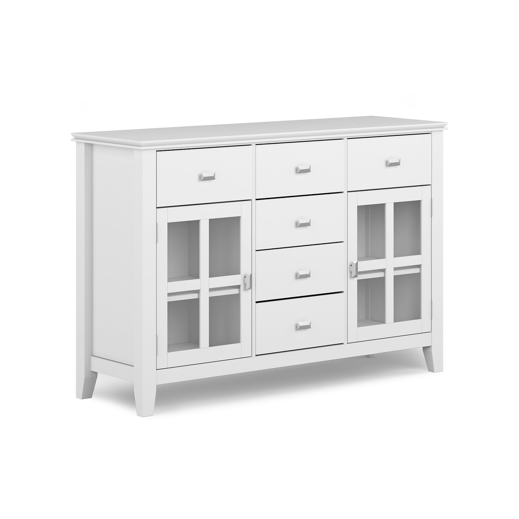 Simpli Home Solid Wood Contemporary Sideboard Buffet Credenza, White