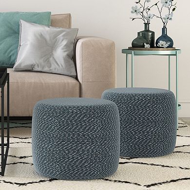 Simpli Home Bayley Round Braided Pouf