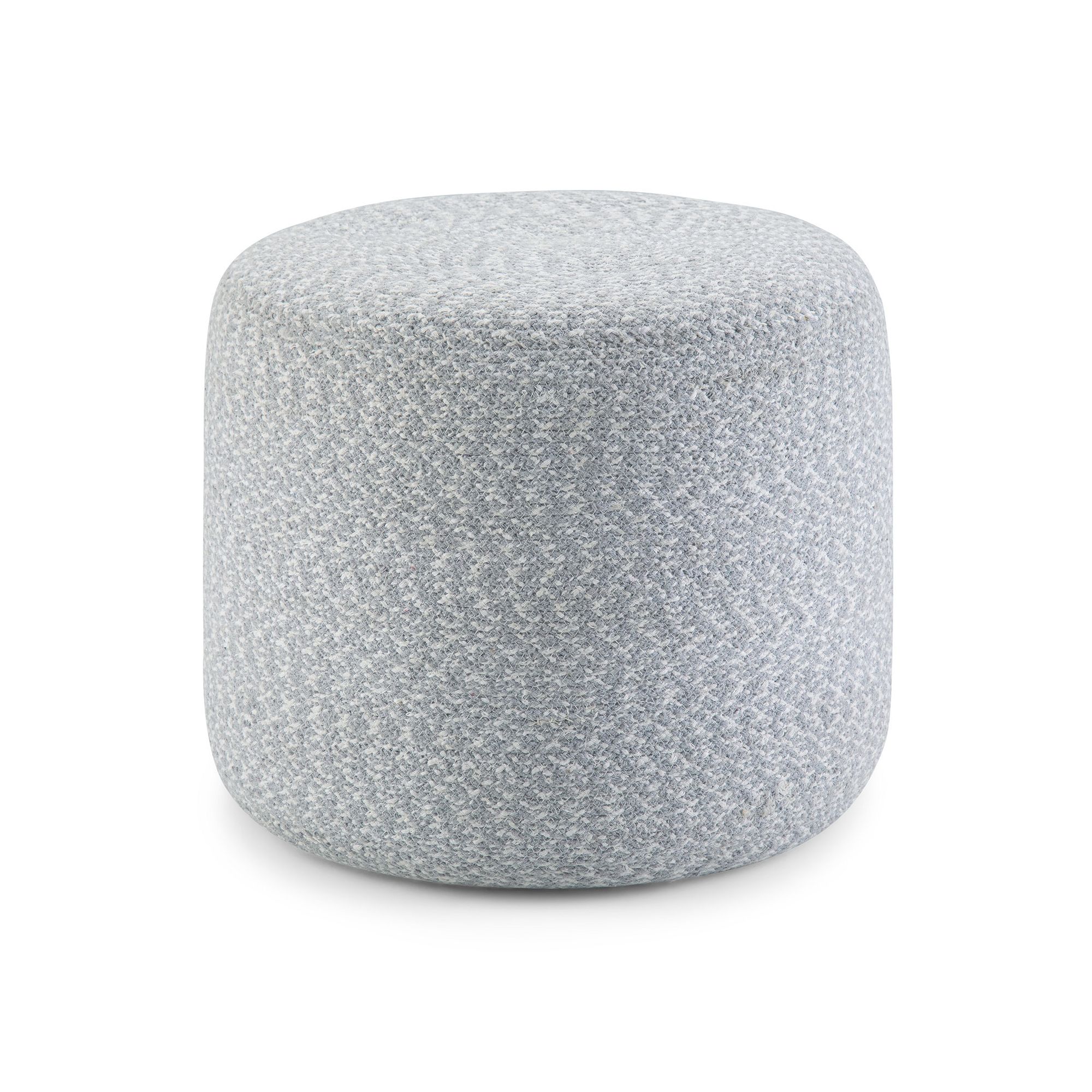 Simpli Home Bayley Round Braided Pouf, Light Blue Natural