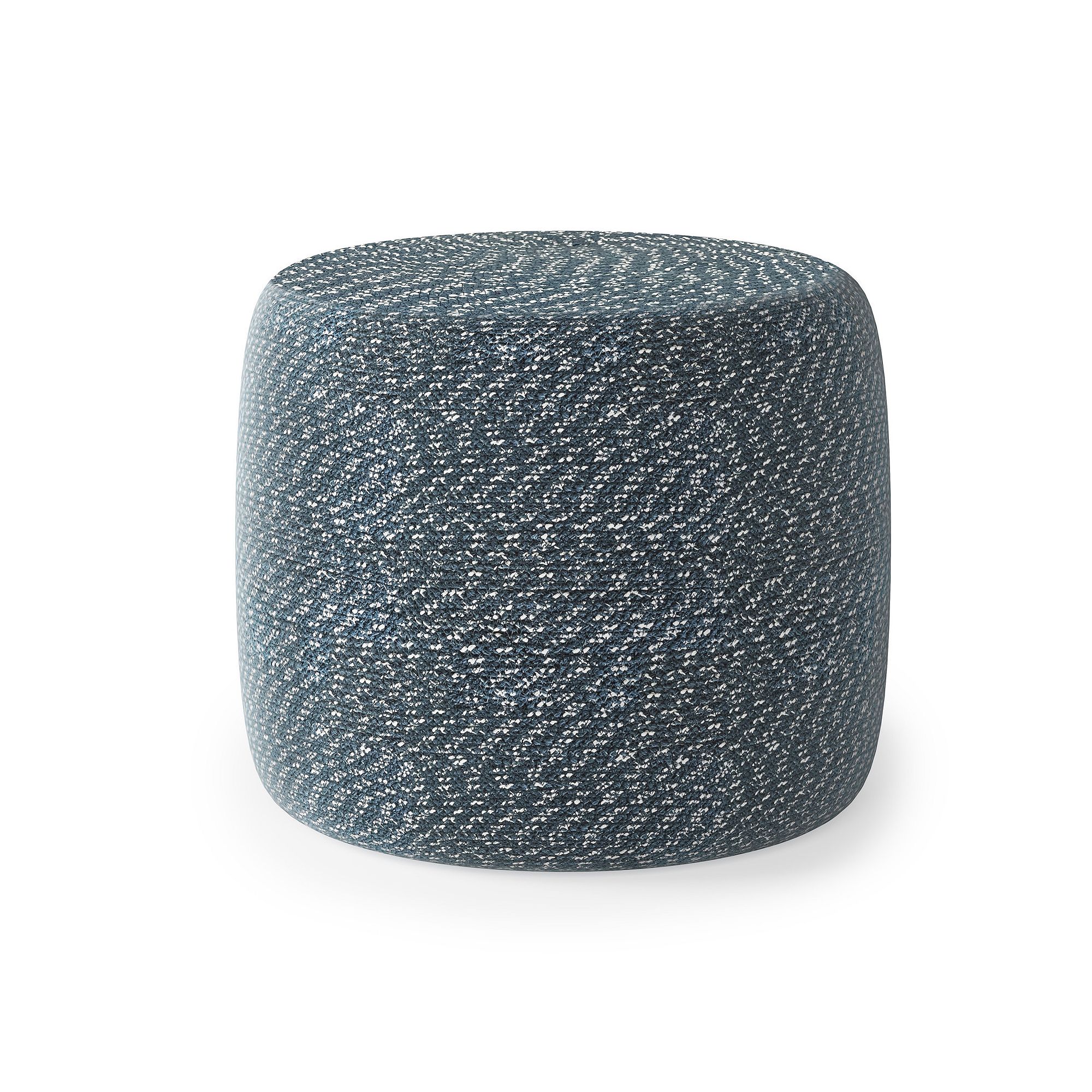 Simpli Home Bayley Round Braided Pouf, Navy Blue Natural