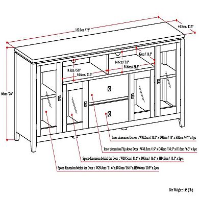 Simpli Home Cosmopolitan Contemporary 2 Drawer TV Media Stand