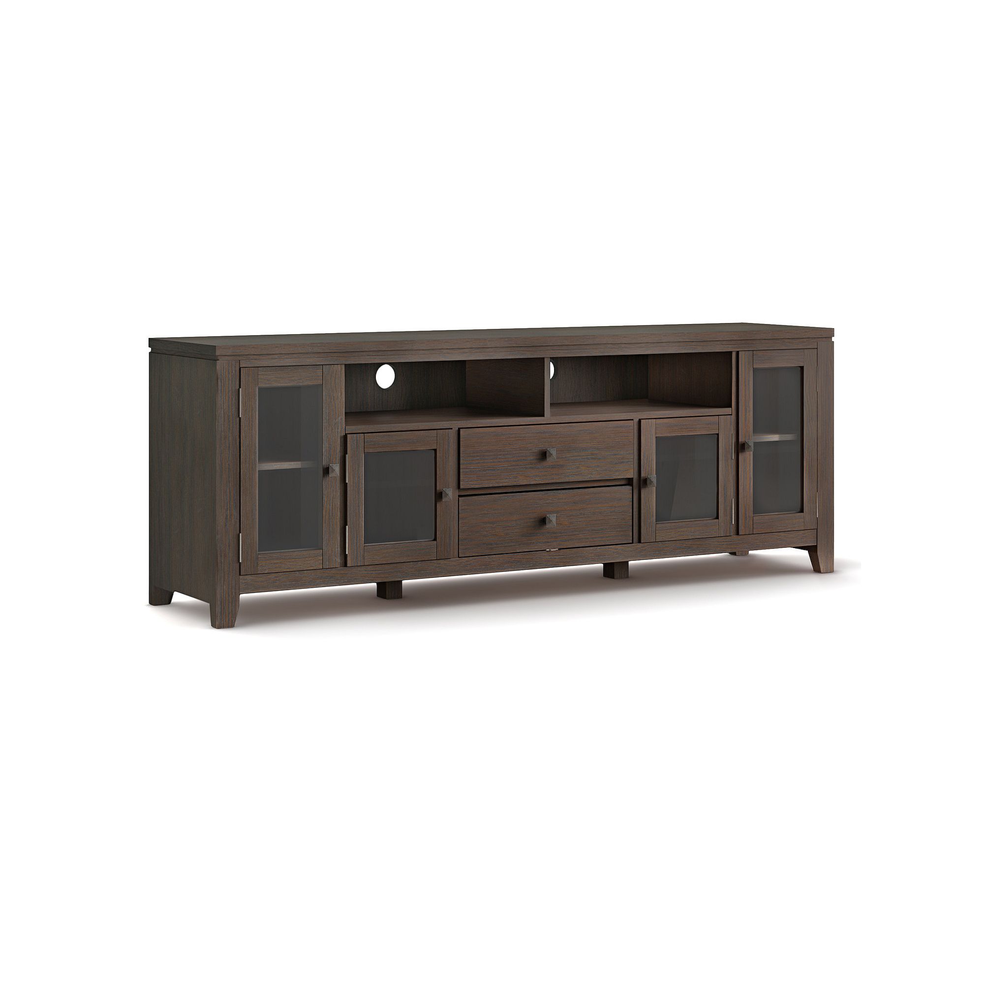 Simpli Home Cosmopolitan Contemporary 2 Drawer TV Media Stand, Farmhouse Br