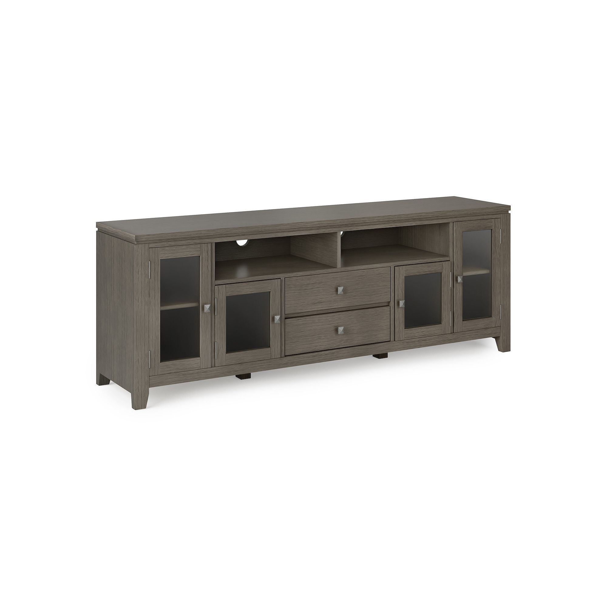 Simpli Home Cosmopolitan Contemporary 2 Drawer TV Media Stand, Farmhouse Gr