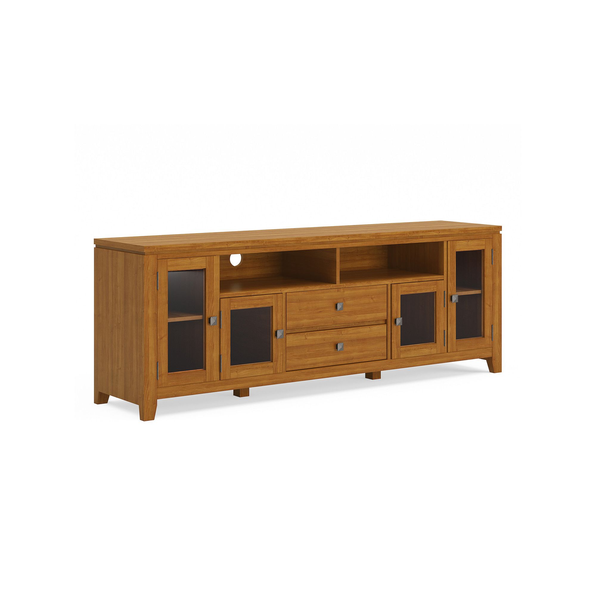 Simpli Home Cosmopolitan Contemporary 2 Drawer TV Media Stand, Light Golden