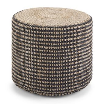Simpli Home Larissa Round Braided Pouf Ottoman