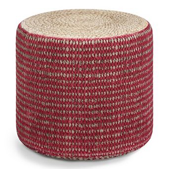 Simpli Home Larissa Round Braided Pouf Ottoman