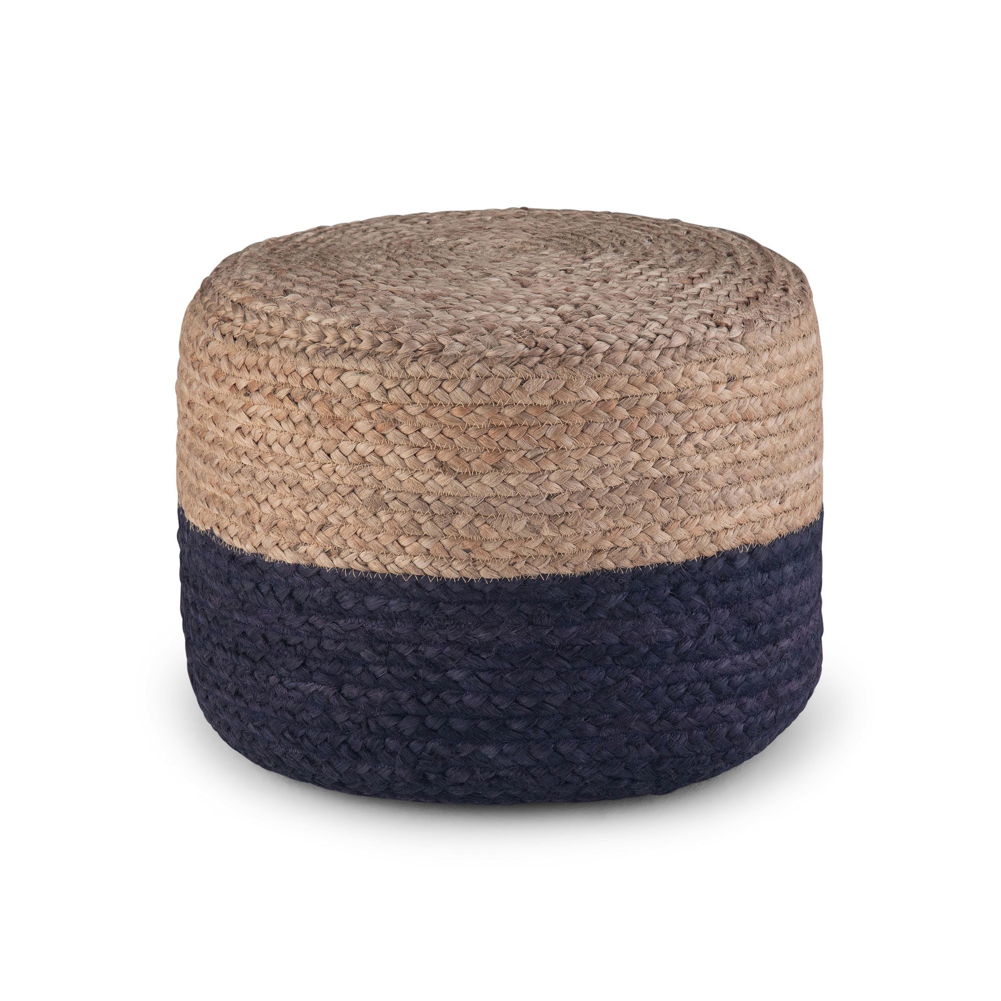 Simpli Home Lydia Round Pouf, Blue Natural