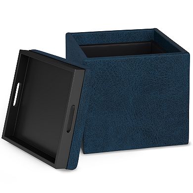Simpli Home Rockwood Square Cube Storage Ottoman