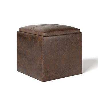 Simpli Home Rockwood Square Cube Storage Ottoman