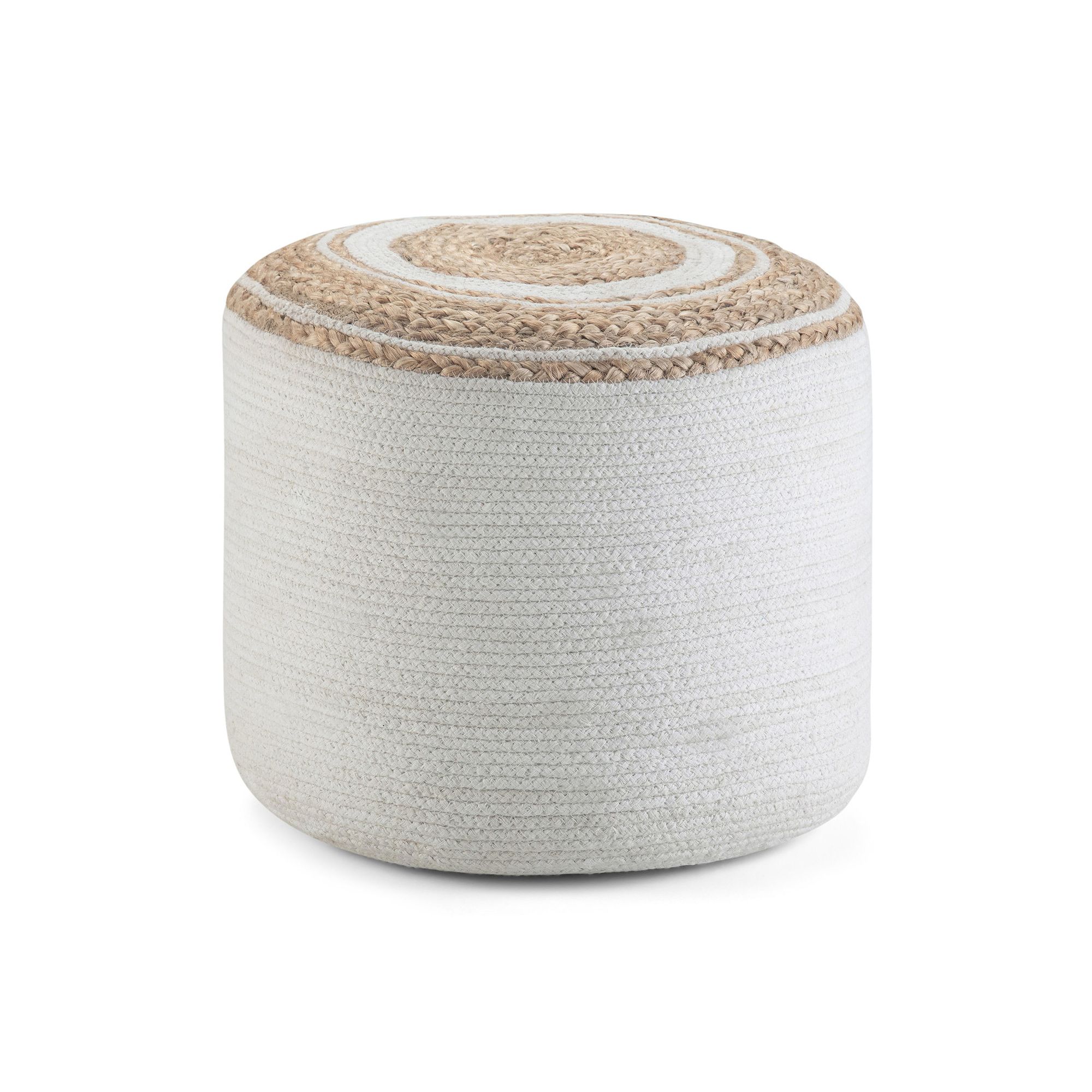 Simpli Home Serena Round Braided Pouf, Natural