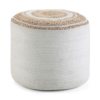 Simpli Home Serena Round Braided Pouf