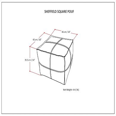 Simpli Home Sheffield Square Pouf
